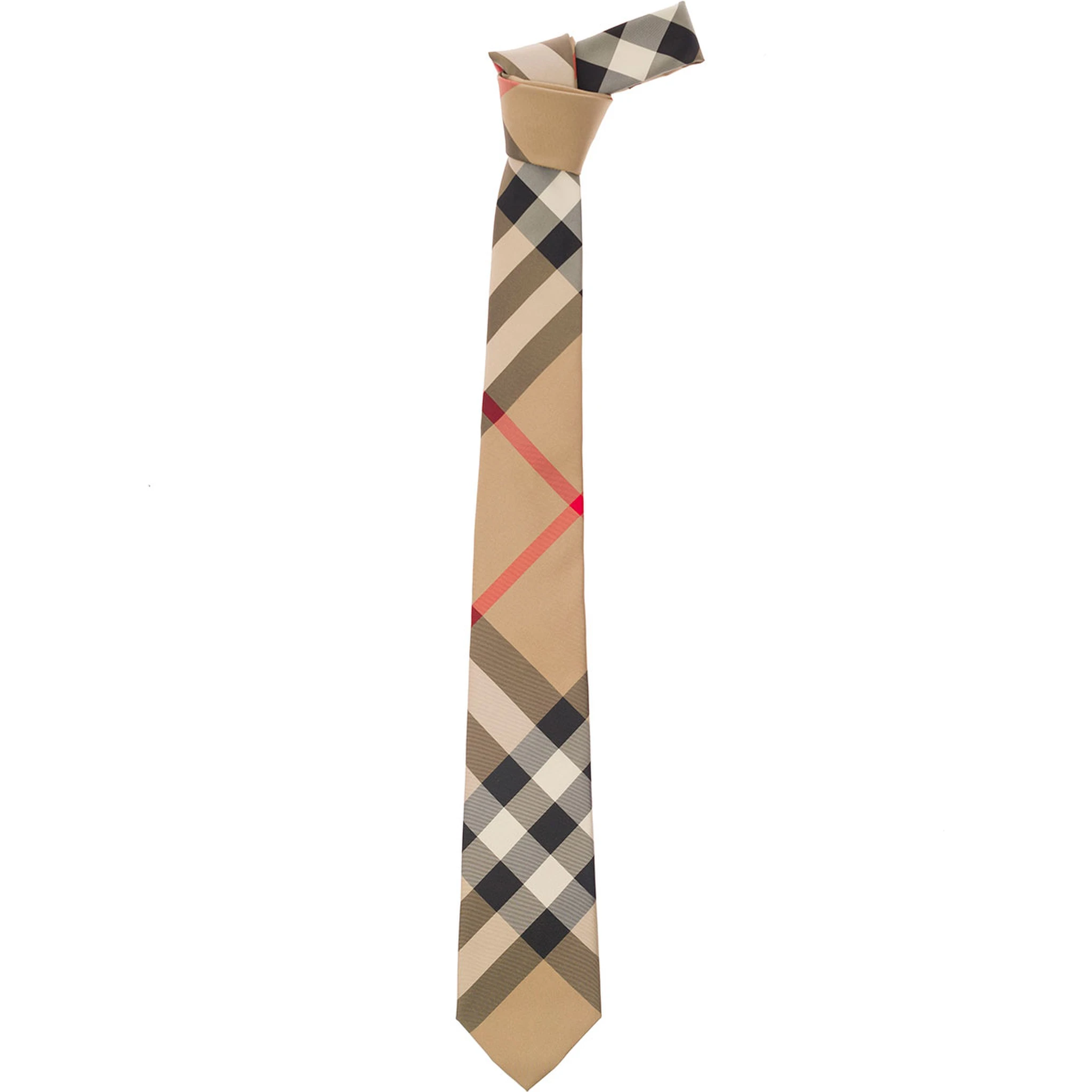 Beige Classic-Style Tie with Vintage Check Print Man