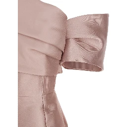 Mirla Pink Long Dress with Off-the-Shoulder Design and Back Slit in Fabric Woman