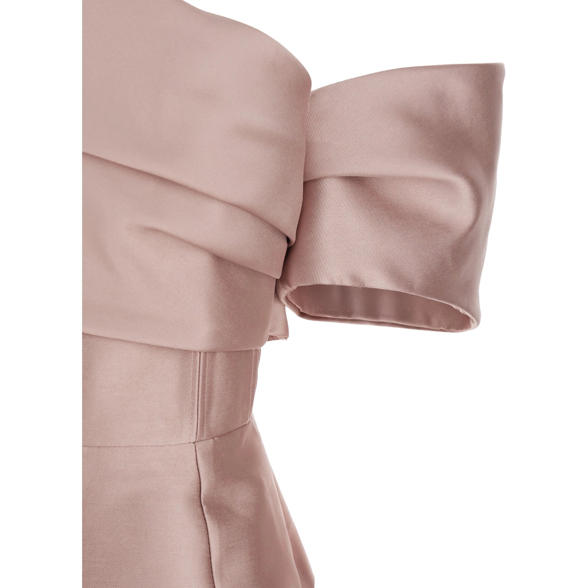 Mirla Pink Long Dress with Off-the-Shoulder Design and Back Slit in Fabric Woman