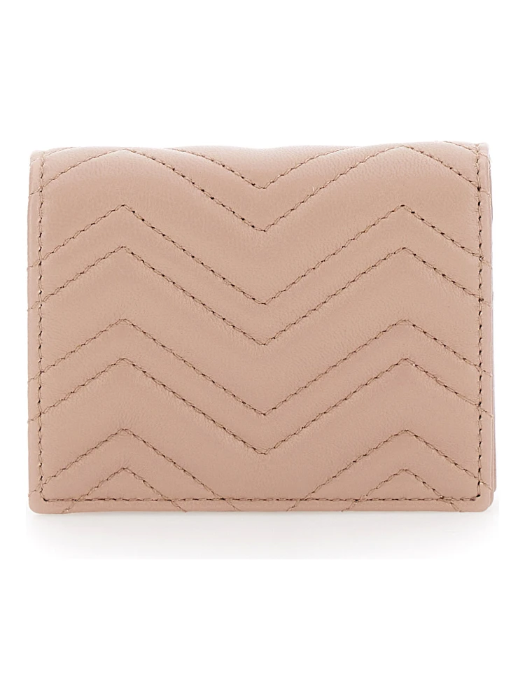 Beige Card Holder with GG Plaque on the Front in Leather Woman alternative