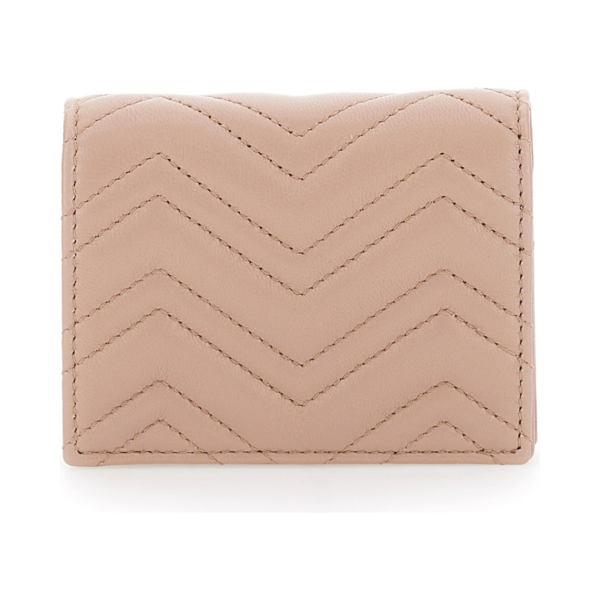 Beige Card Holder with GG Plaque on the Front in Leather Woman