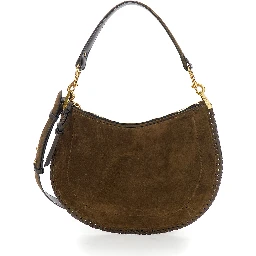 Brown Shoulder Bag with Removable Shoulder Strap in Suede Woman