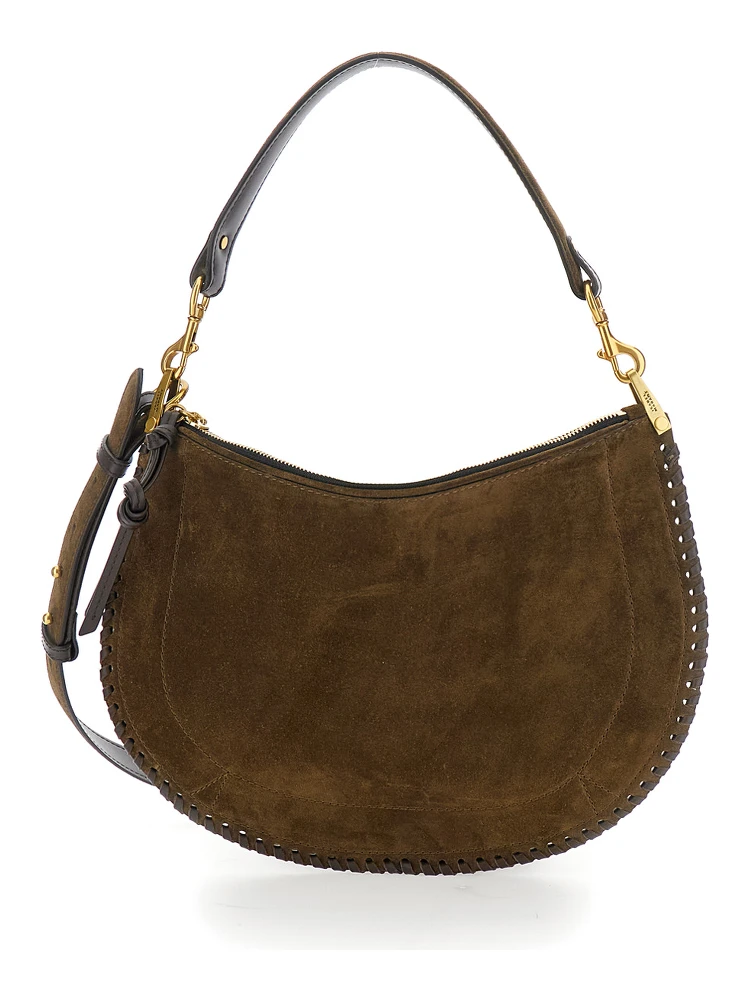 Brown Shoulder Bag with Removable Shoulder Strap in Suede Woman
