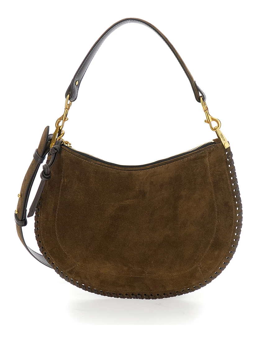 Brown Shoulder Bag with Removable Shoulder Strap in Suede Woman