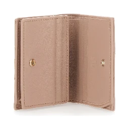 Beige Card Holder with GG Plaque on the Front in Leather Woman