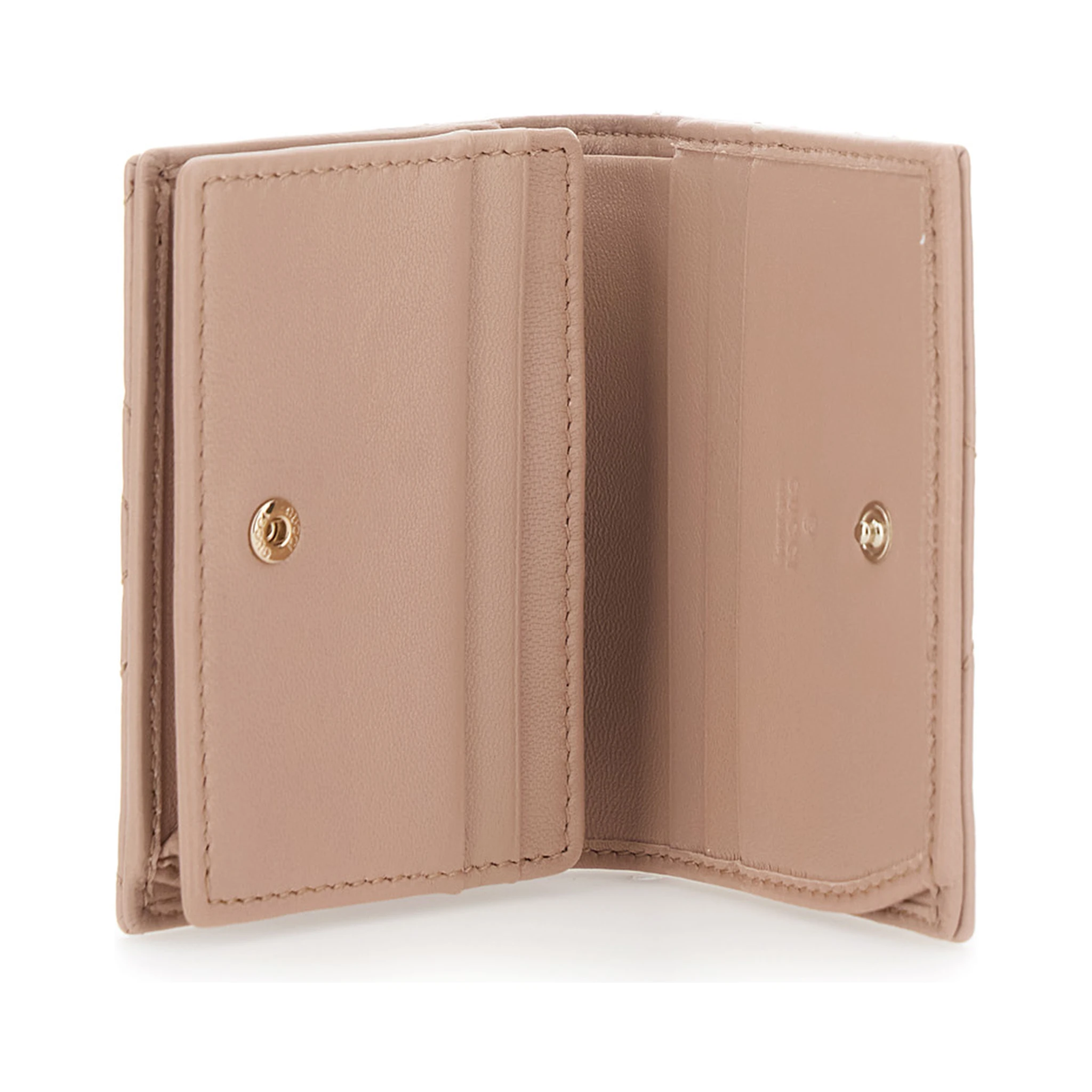 Beige Card Holder with GG Plaque on the Front in Leather Woman