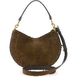 Brown Shoulder Bag with Removable Shoulder Strap in Suede Woman