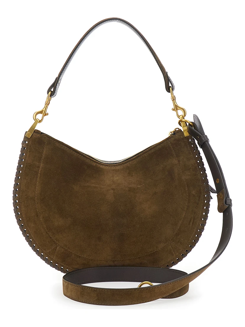 Brown Shoulder Bag with Removable Shoulder Strap in Suede Woman