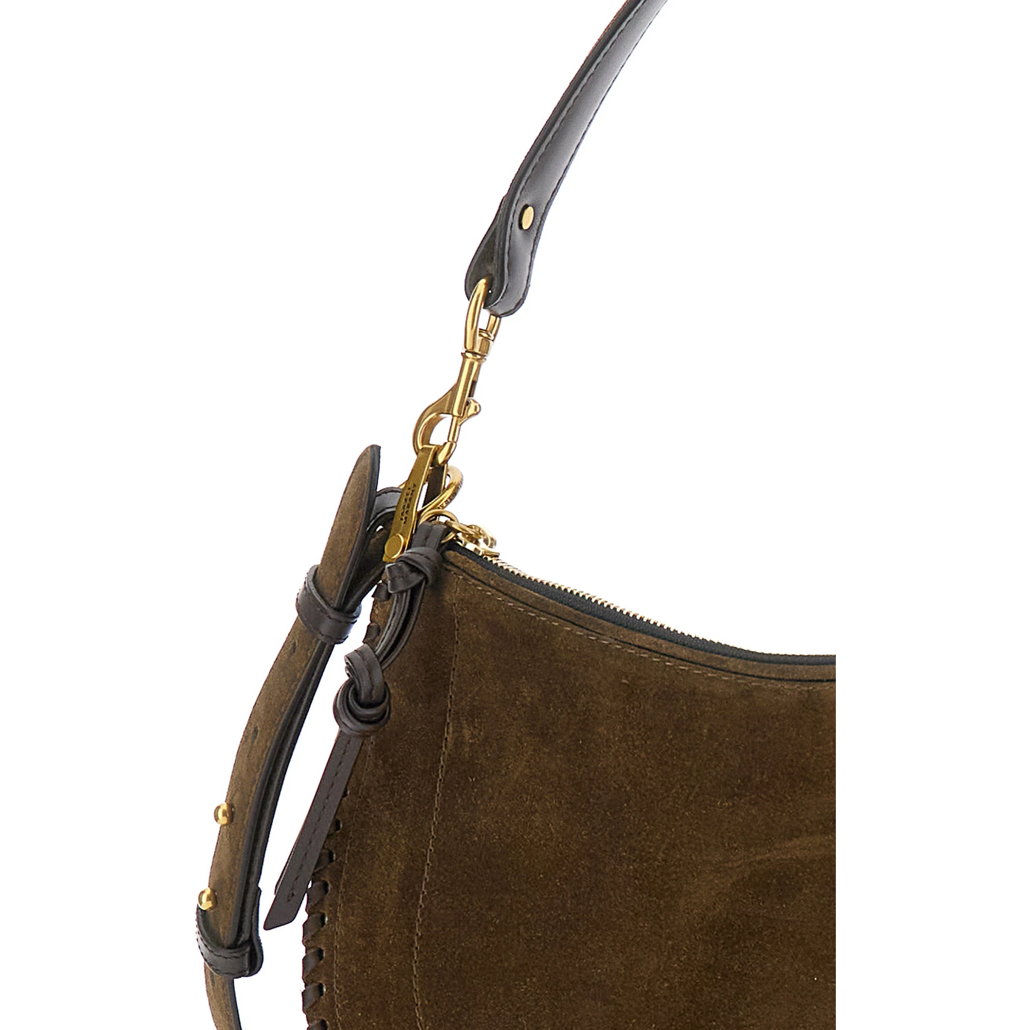 Brown Shoulder Bag with Removable Shoulder Strap in Suede Woman