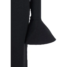 Anica Black Long Dress with Square Neckline and Flared Cuffs in Fabric Woman