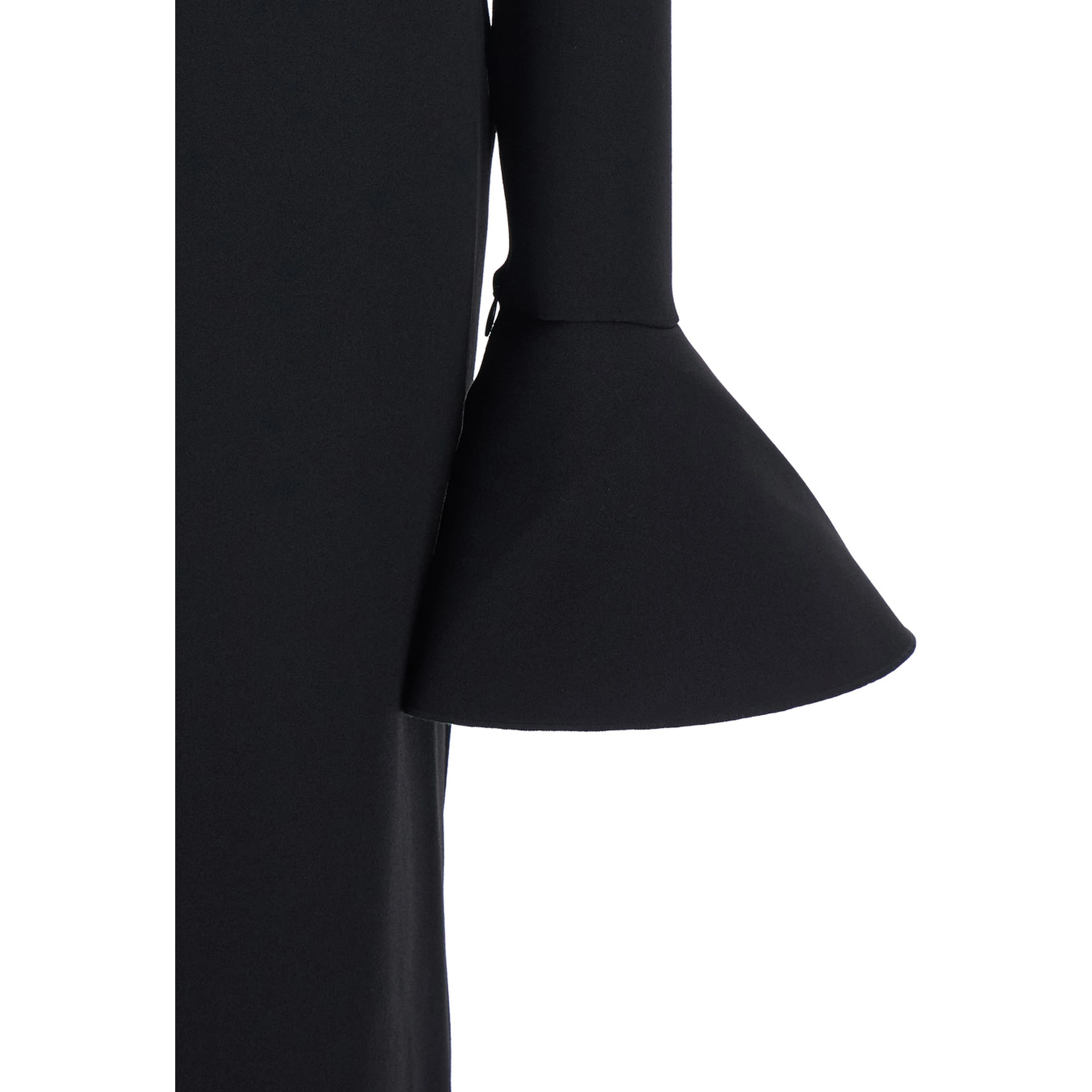Anica Black Long Dress with Square Neckline and Flared Cuffs in Fabric Woman