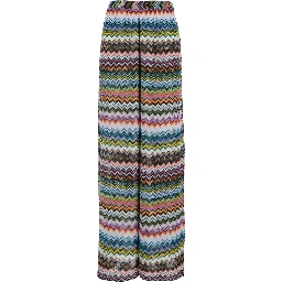 Multicolor Trousers with Zigzag Pattern with Pixel Effect in Lamé Viscose Woman