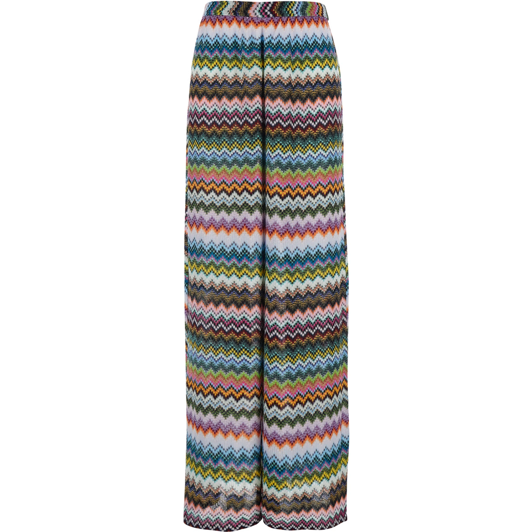 Multicolor Trousers with Zigzag Pattern with Pixel Effect in Lamé Viscose Woman
