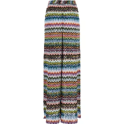 Multicolor Trousers with Zigzag Pattern with Pixel Effect in Lamé Viscose Woman