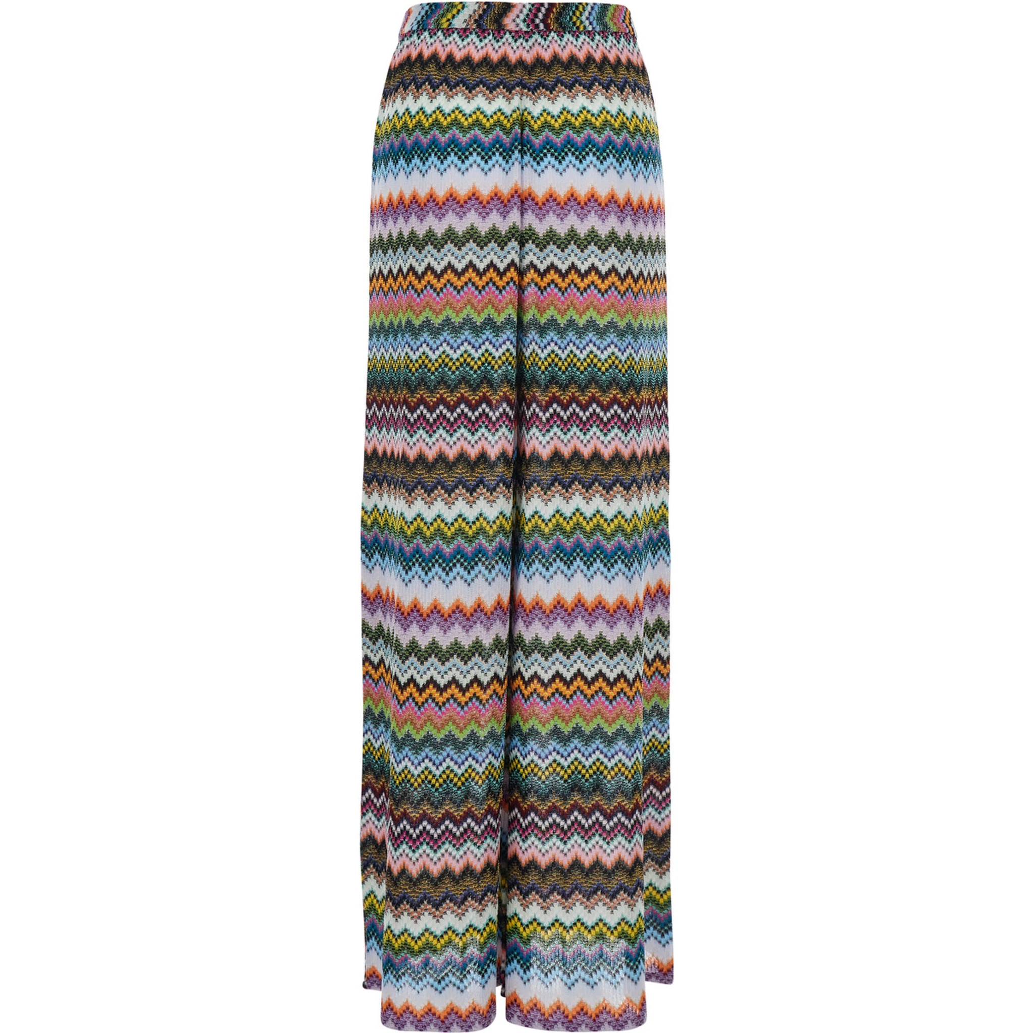 Multicolor Trousers with Zigzag Pattern with Pixel Effect in Lamé Viscose Woman