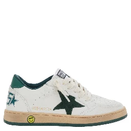 Ballstar White Sneaker Low Top with Star Patch on the Side and Maxi Lettering on the Back in Leather boy