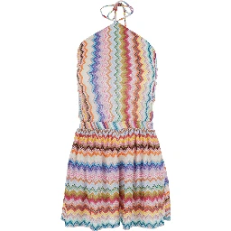 Multicolor Jumpsuit with All-Over Zig Zag Pattern in Lamé Viscose Woman
