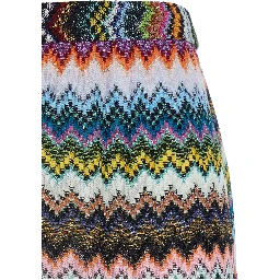 Multicolor Trousers with Zigzag Pattern with Pixel Effect in Lamé Viscose Woman