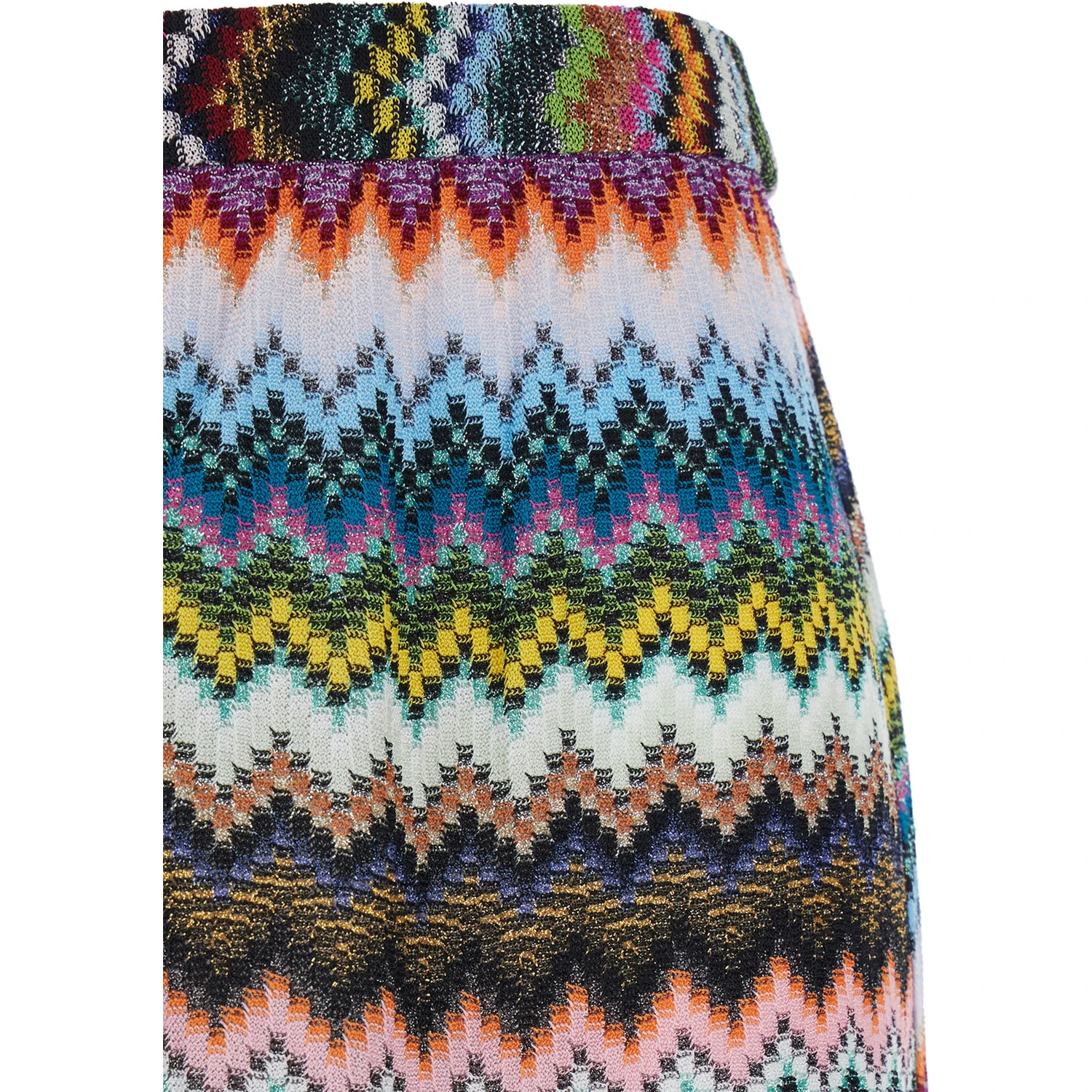 Multicolor Trousers with Zigzag Pattern with Pixel Effect in Lamé Viscose Woman