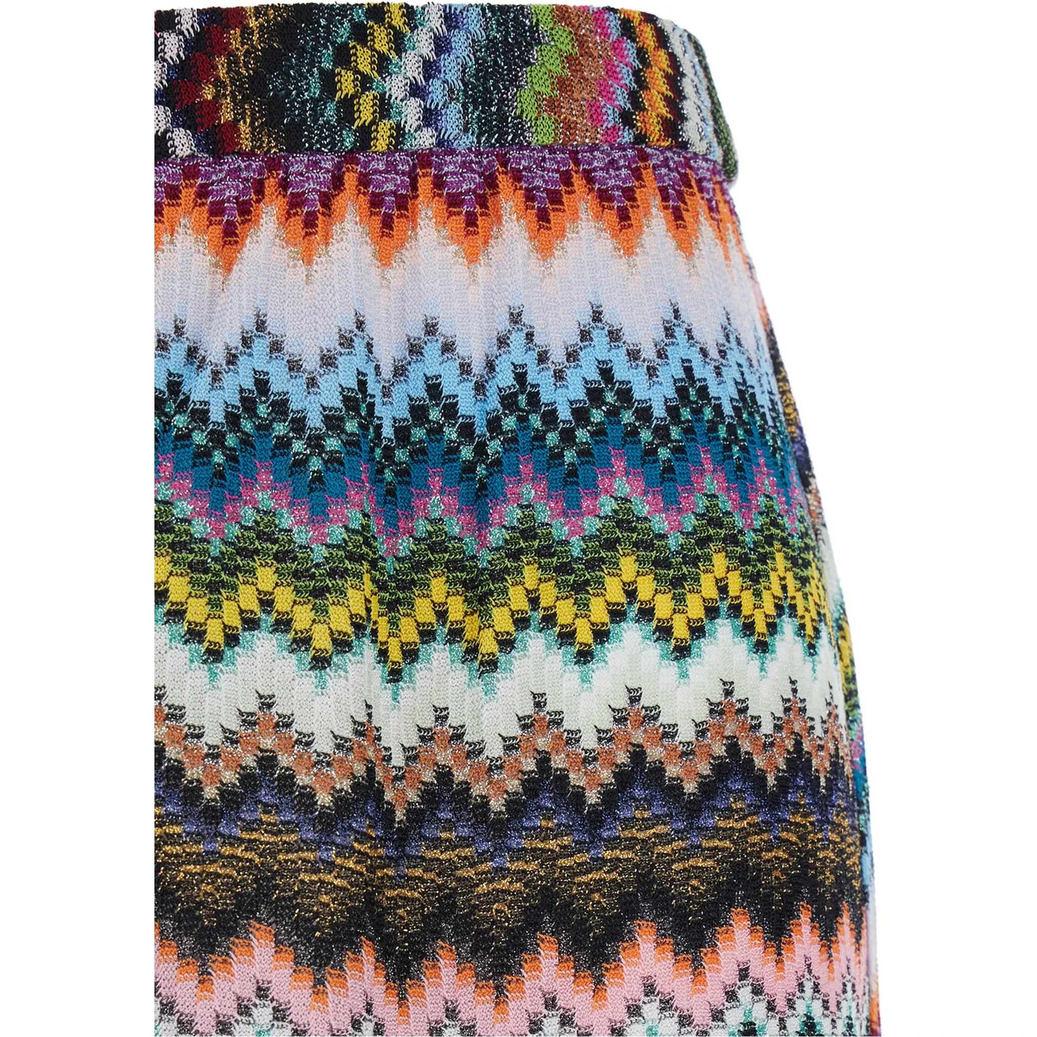 Multicolor Trousers with Zigzag Pattern with Pixel Effect in Lamé Viscose Woman