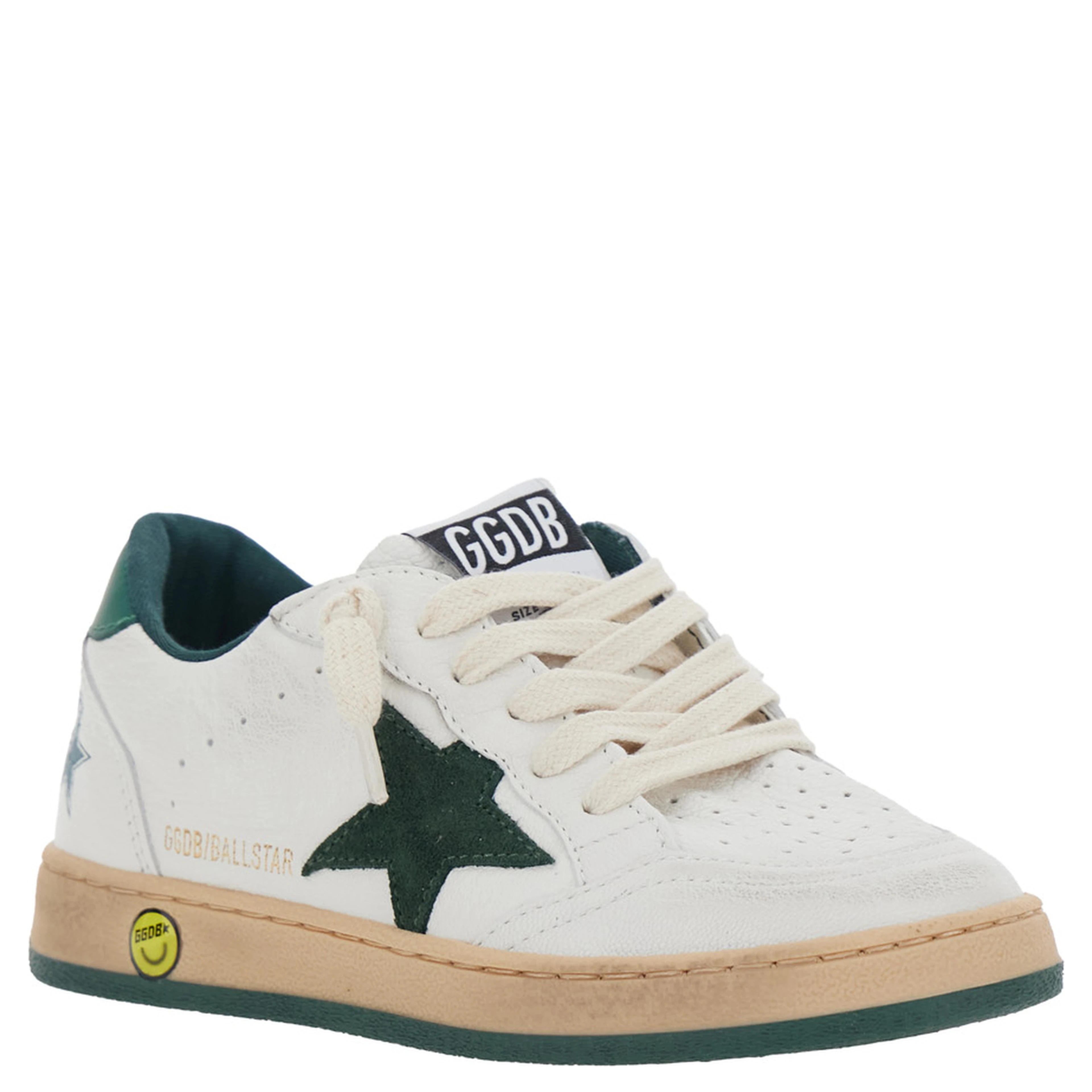 Ballstar White Sneaker Low Top with Star Patch on the Side and Maxi Lettering on the Back in Leather boy