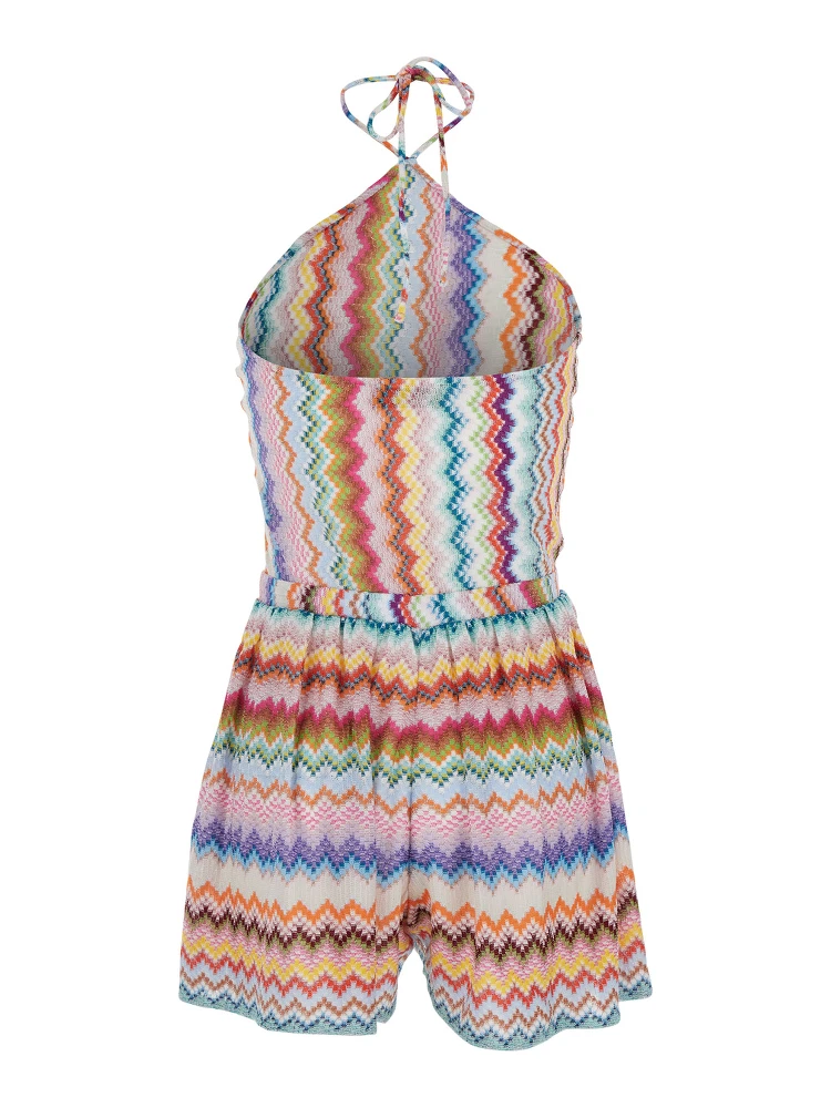 Multicolor Jumpsuit with All-Over Zig Zag Pattern in Lamé Viscose Woman alternative