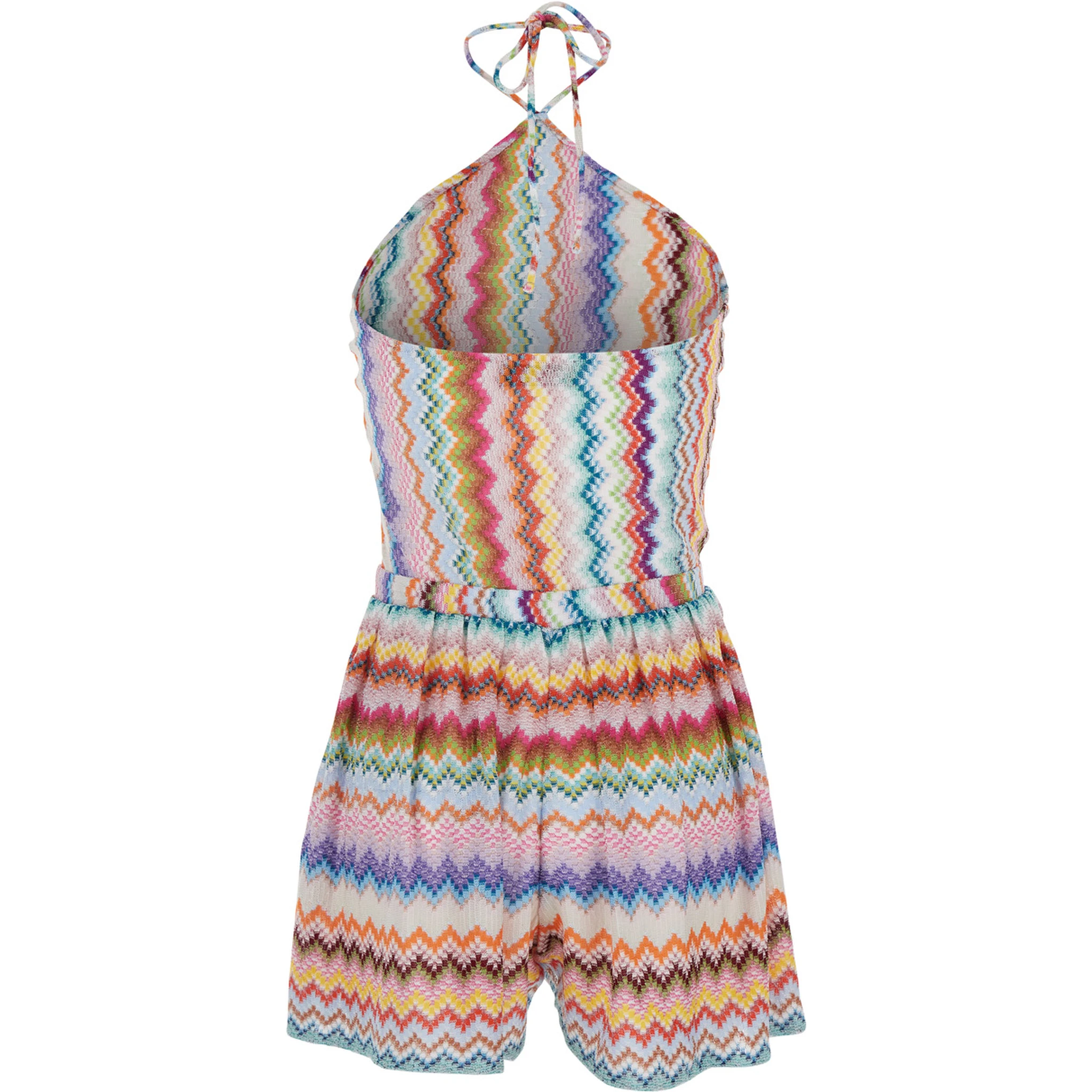 Multicolor Jumpsuit with All-Over Zig Zag Pattern in Lamé Viscose Woman