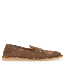 Florio Brown Loafers with DG Logo Detail on the Side in Suede Man