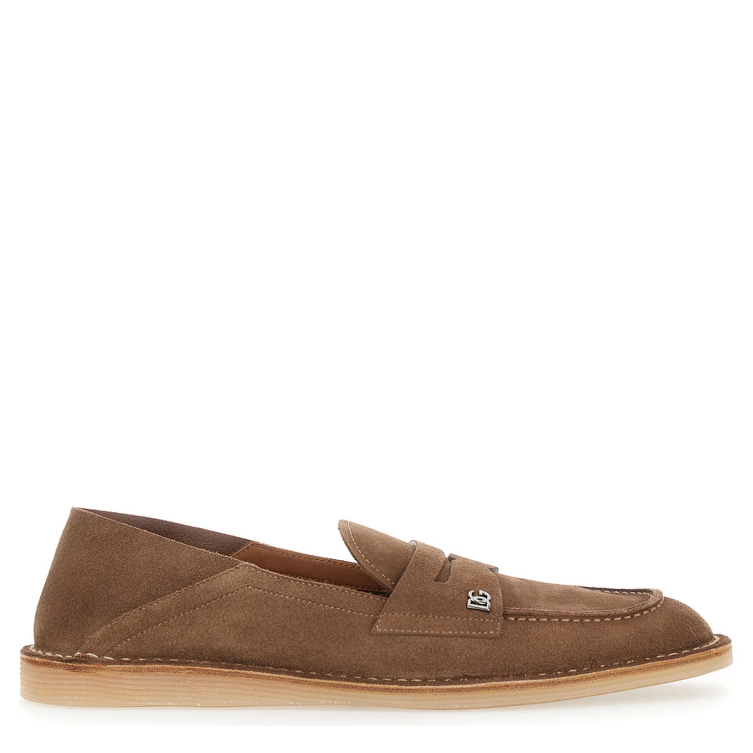 Florio Brown Loafers with DG Logo Detail on the Side in Suede Man