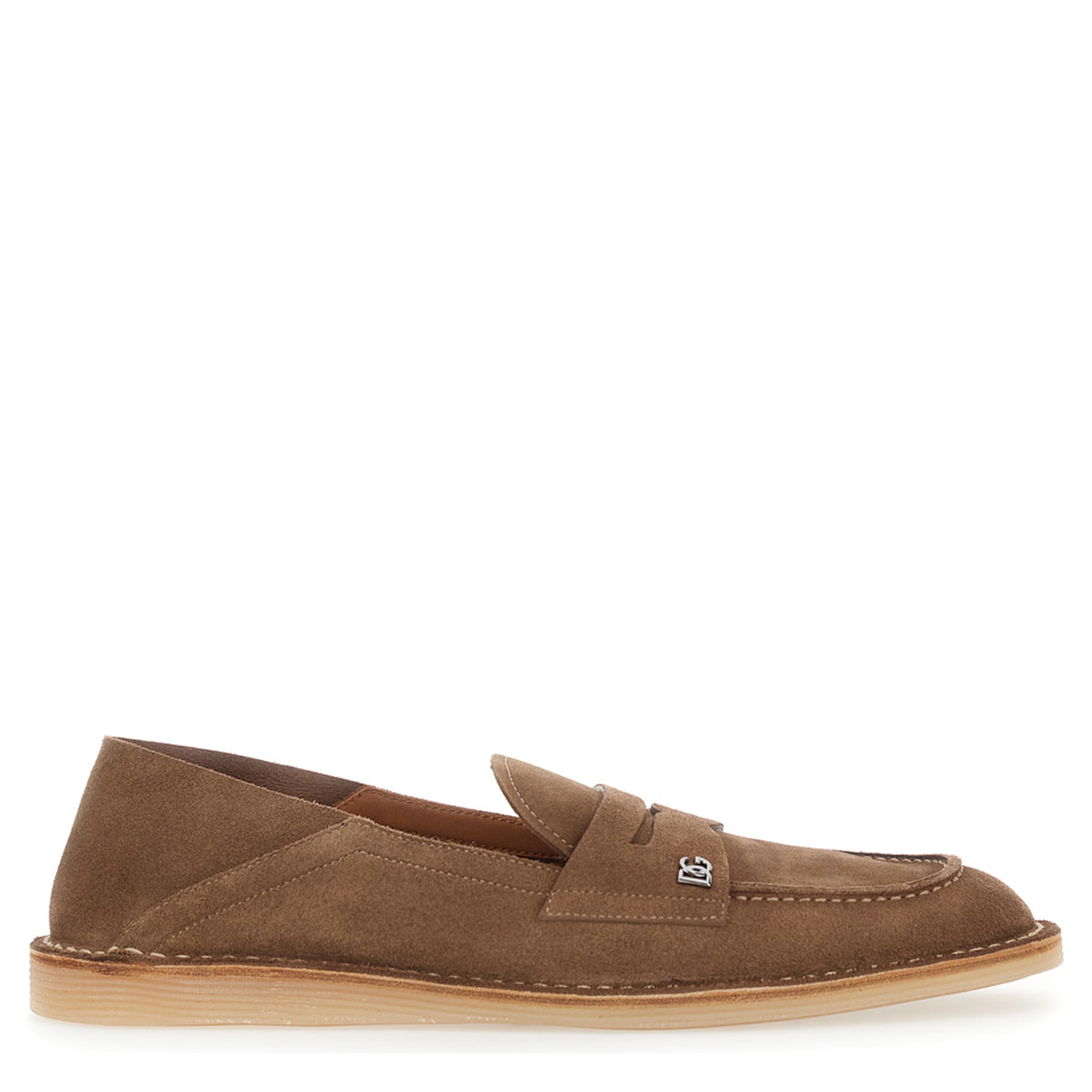 Florio Brown Loafers with DG Logo Detail on the Side in Suede Man