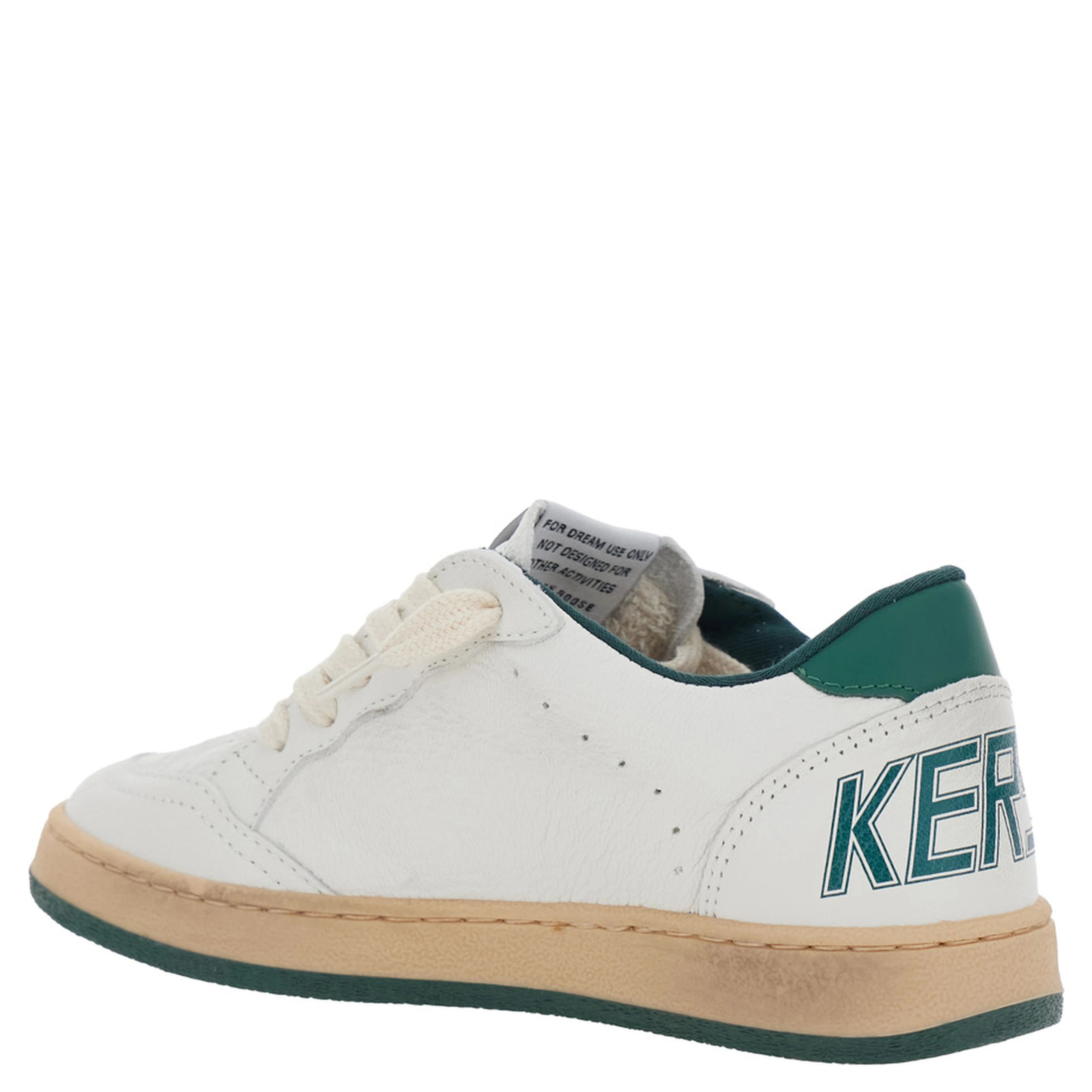 Ballstar White Sneaker Low Top with Star Patch on the Side and Maxi Lettering on the Back in Leather boy