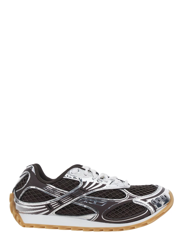 Orbit Brown Sneakers with Logo Lettering Print in Tech Fabric Woman