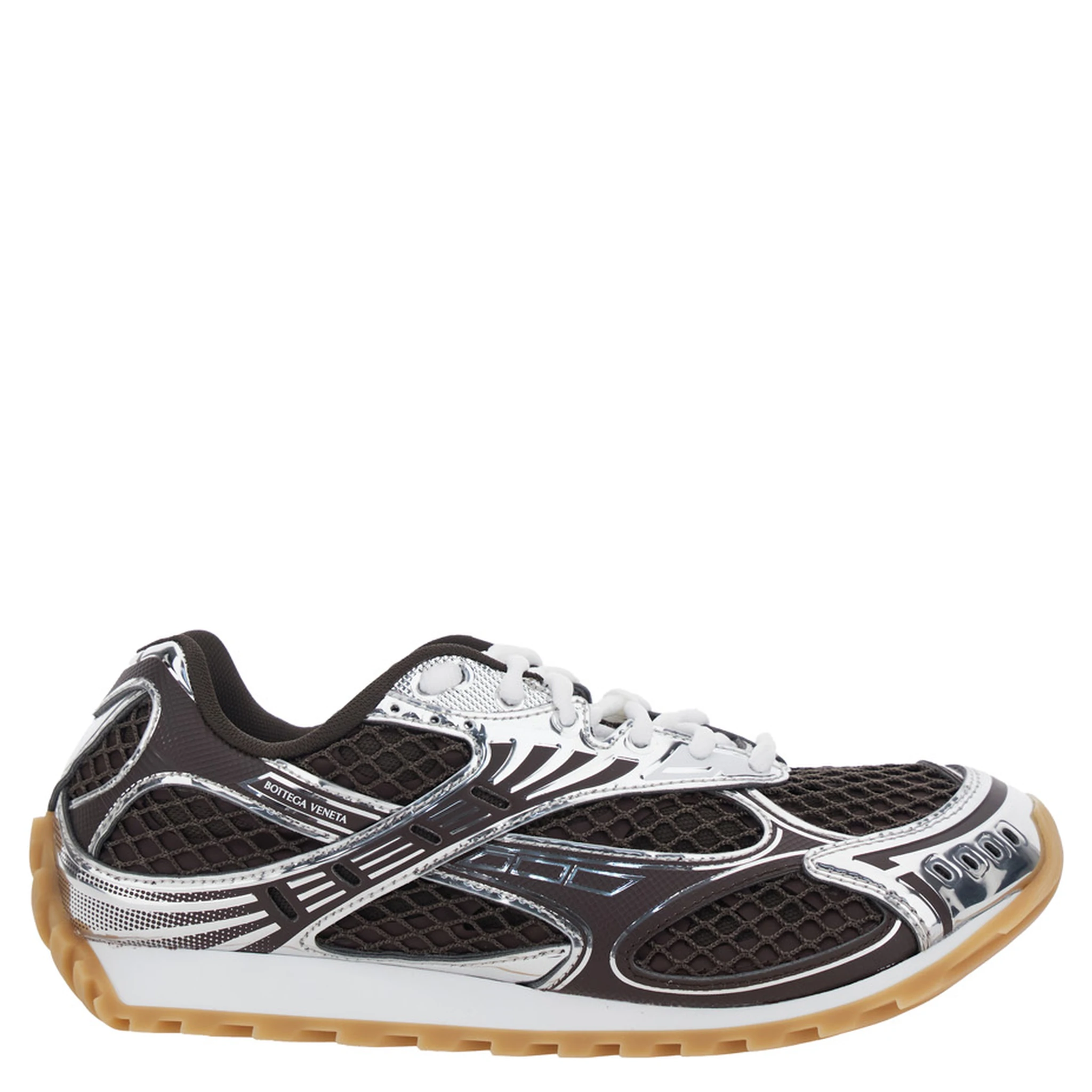 Orbit Brown Sneakers with Logo Lettering Print in Tech Fabric Woman