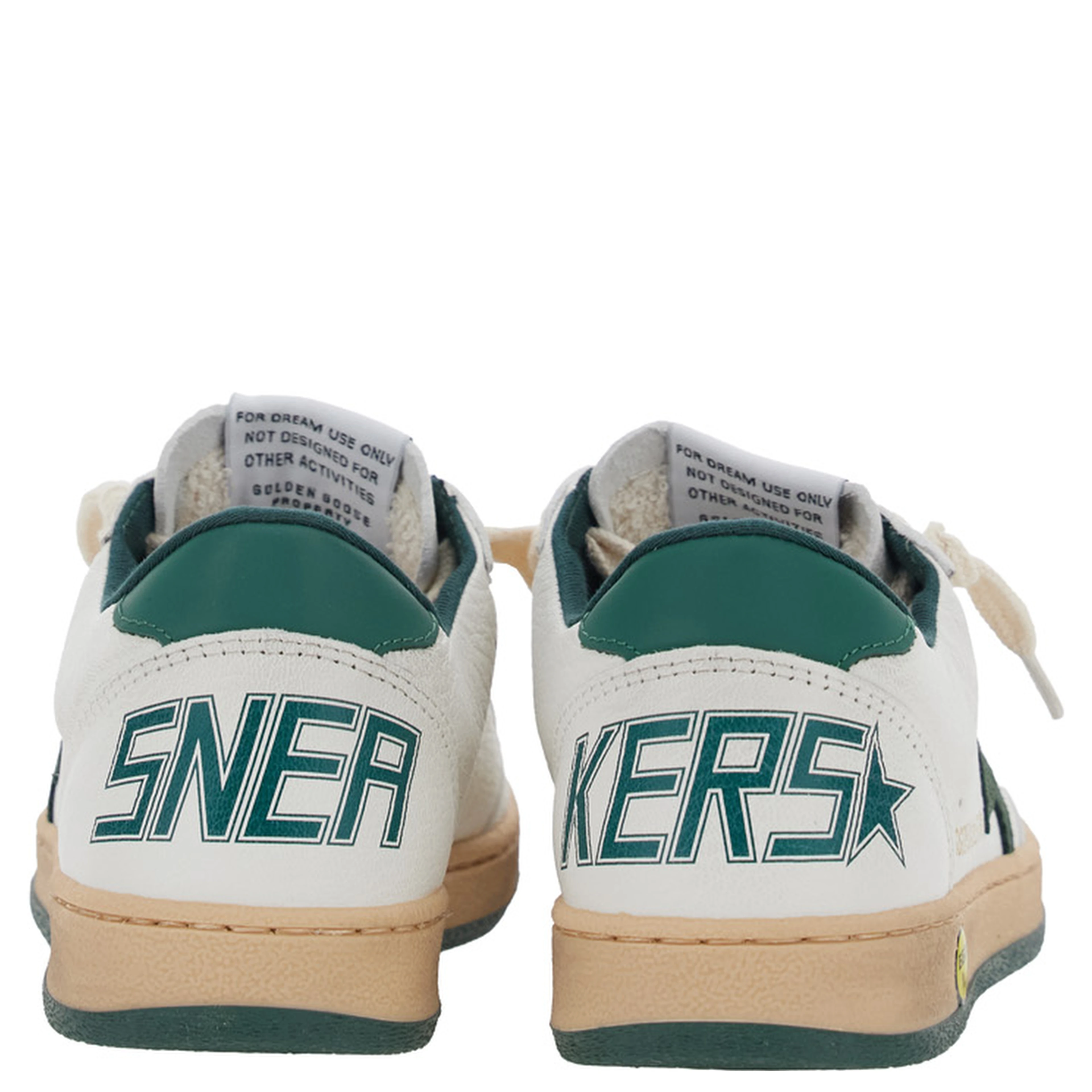 Ballstar White Sneaker Low Top with Star Patch on the Side and Maxi Lettering on the Back in Leather boy