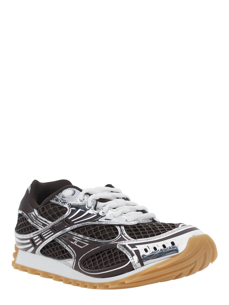 Orbit Brown Sneakers with Logo Lettering Print in Tech Fabric Woman alternative