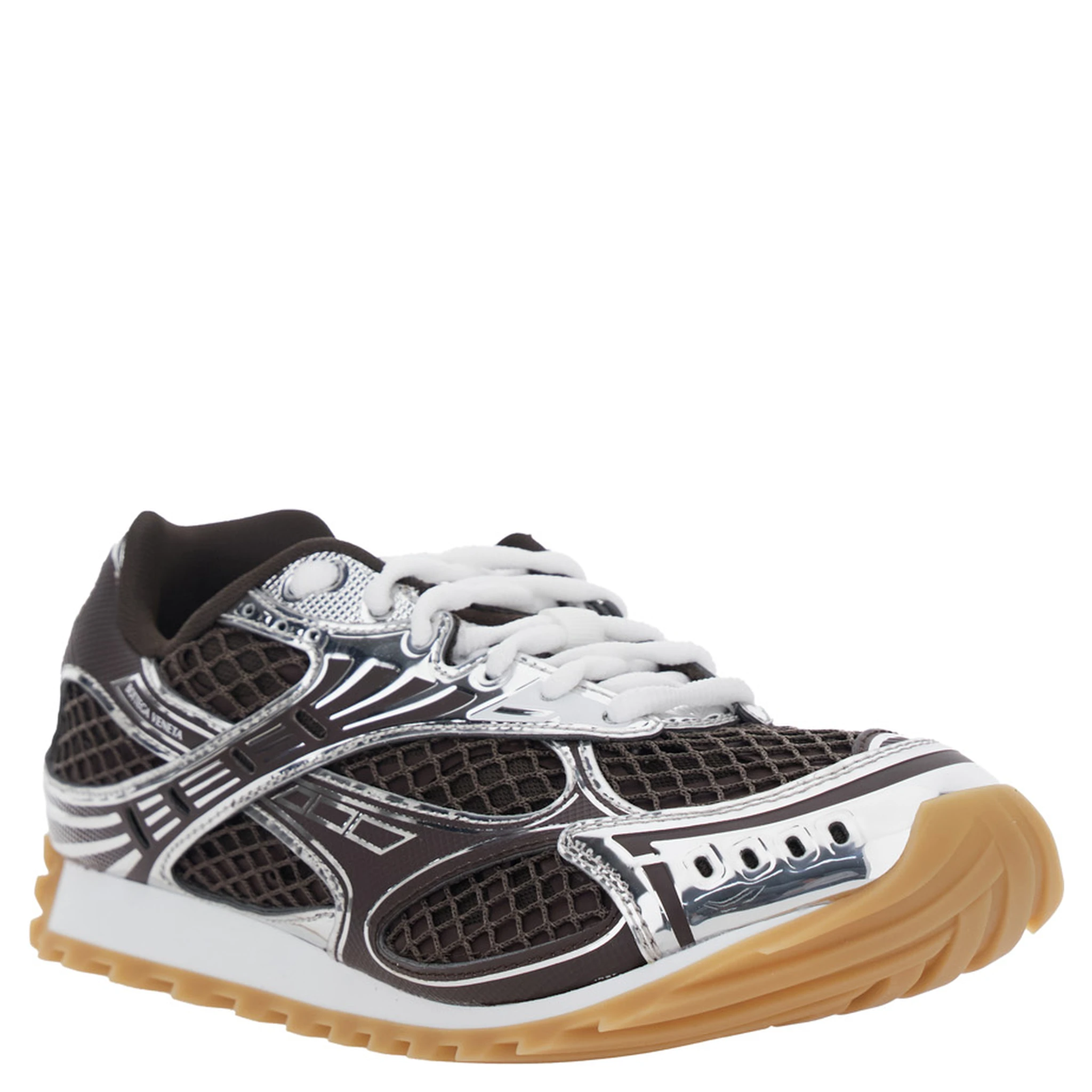 Orbit Brown Sneakers with Logo Lettering Print in Tech Fabric Woman