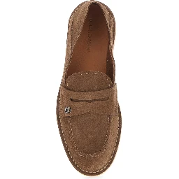 Florio Brown Loafers with DG Logo Detail on the Side in Suede Man