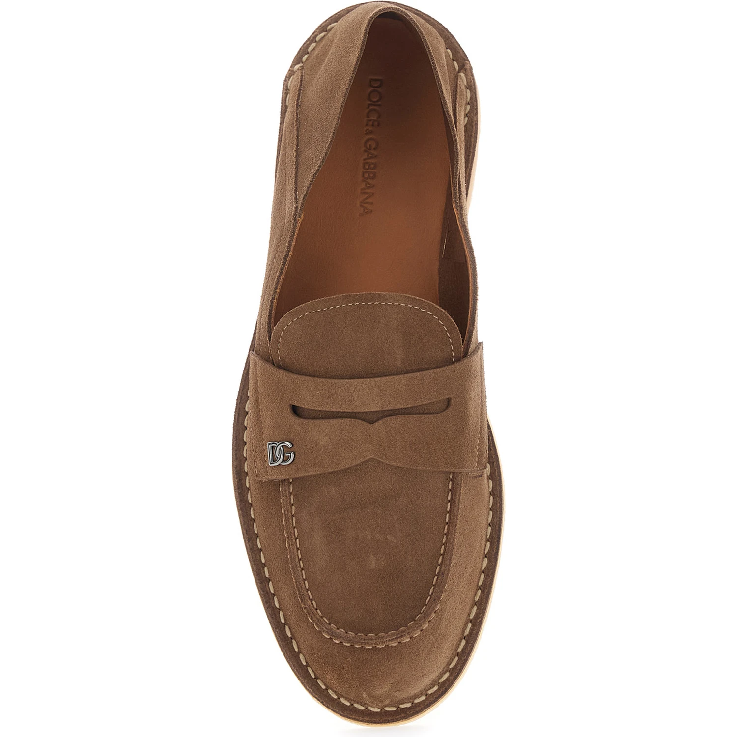 Florio Brown Loafers with DG Logo Detail on the Side in Suede Man