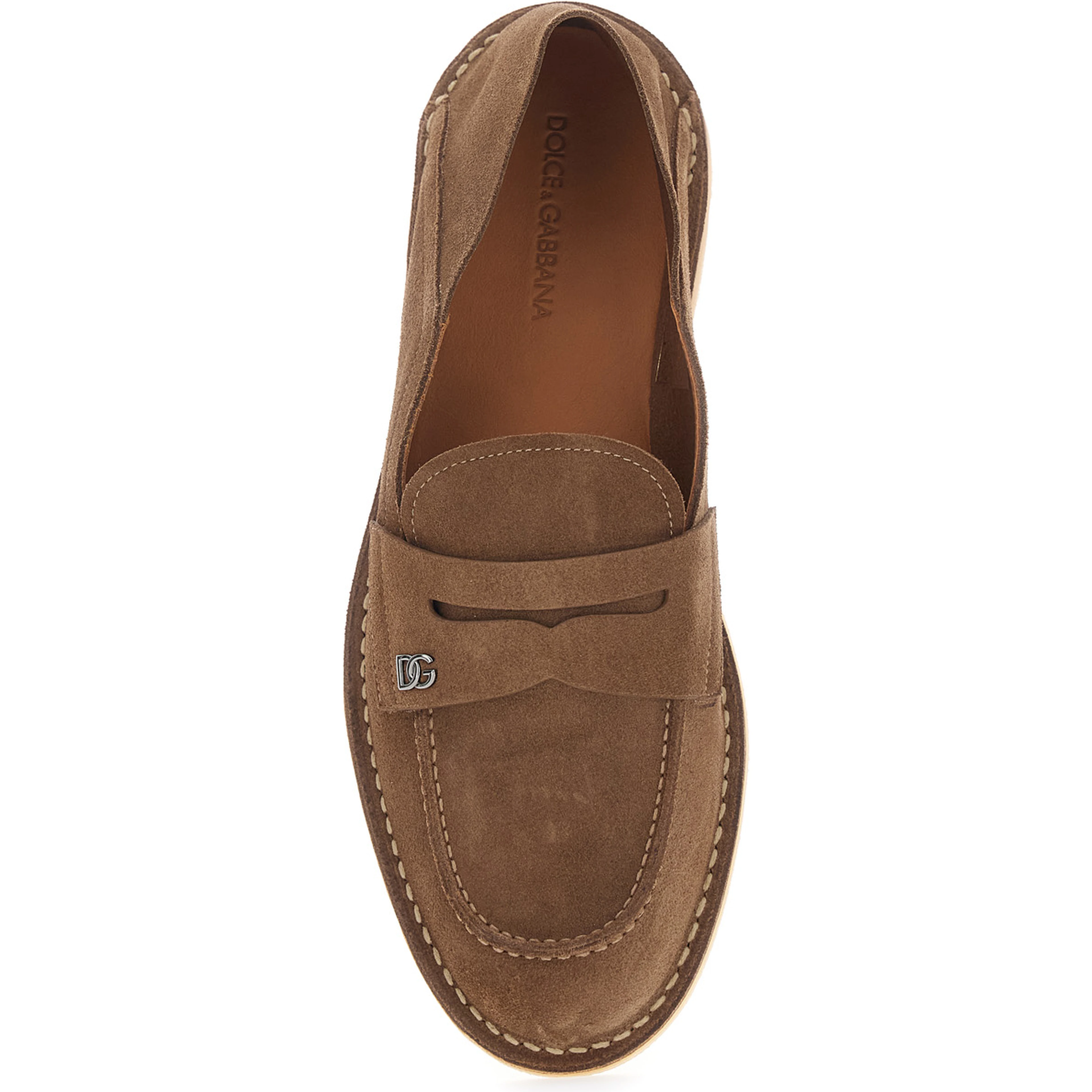 Florio Brown Loafers with DG Logo Detail on the Side in Suede Man