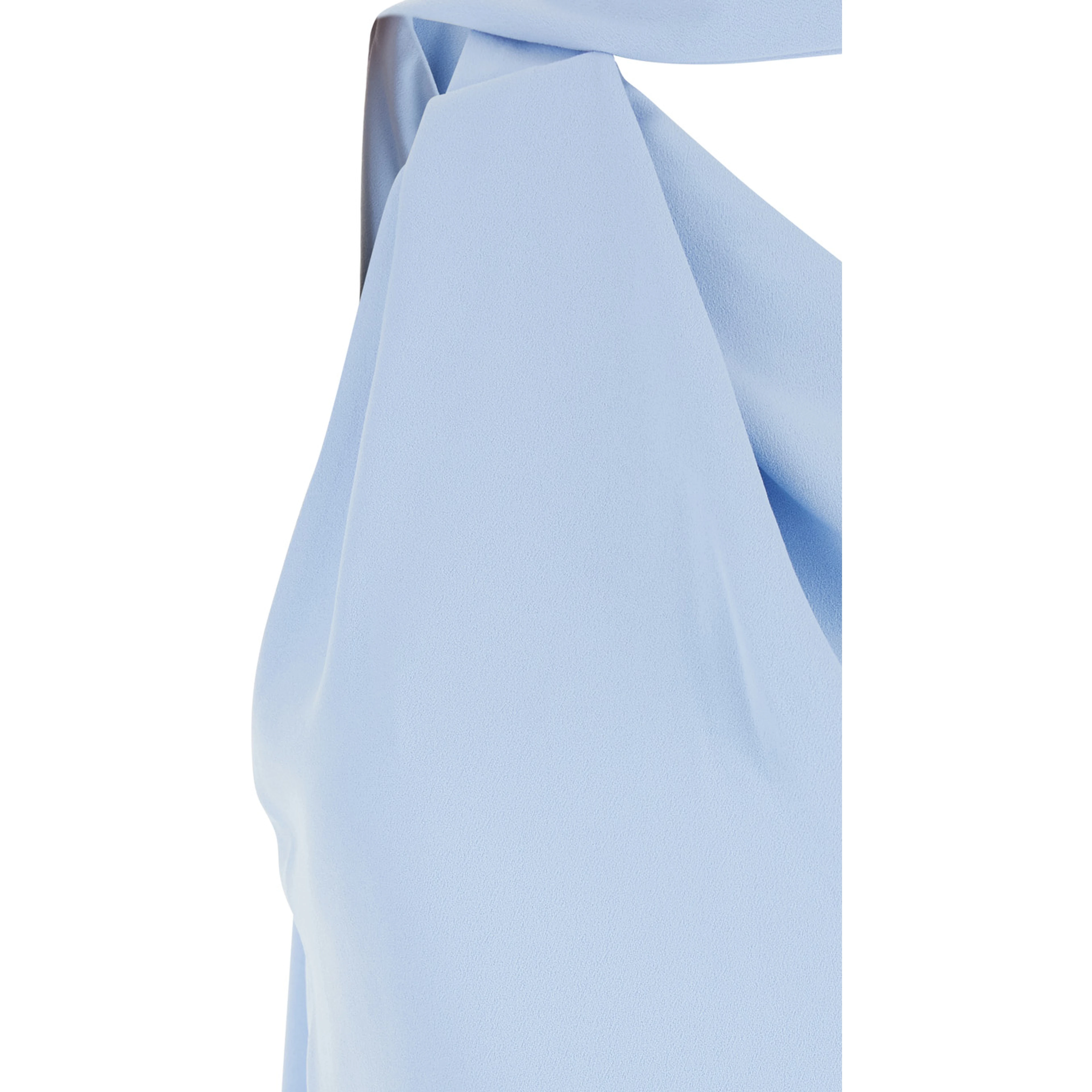 Demi Light Blue Long Dress with One-Shoulder Design and Back Slit in Fabric Woman