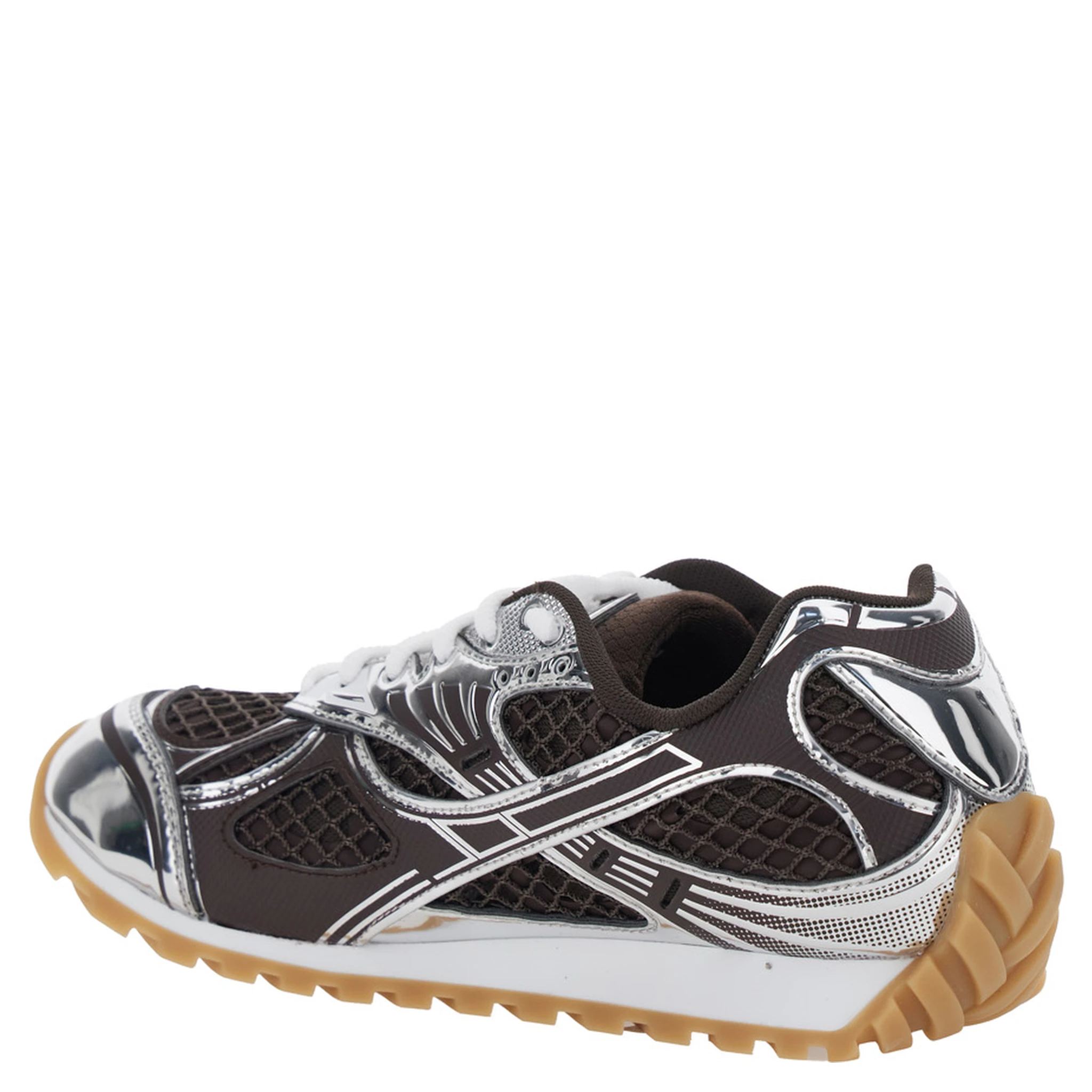 Orbit Brown Sneakers with Logo Lettering Print in Tech Fabric Woman