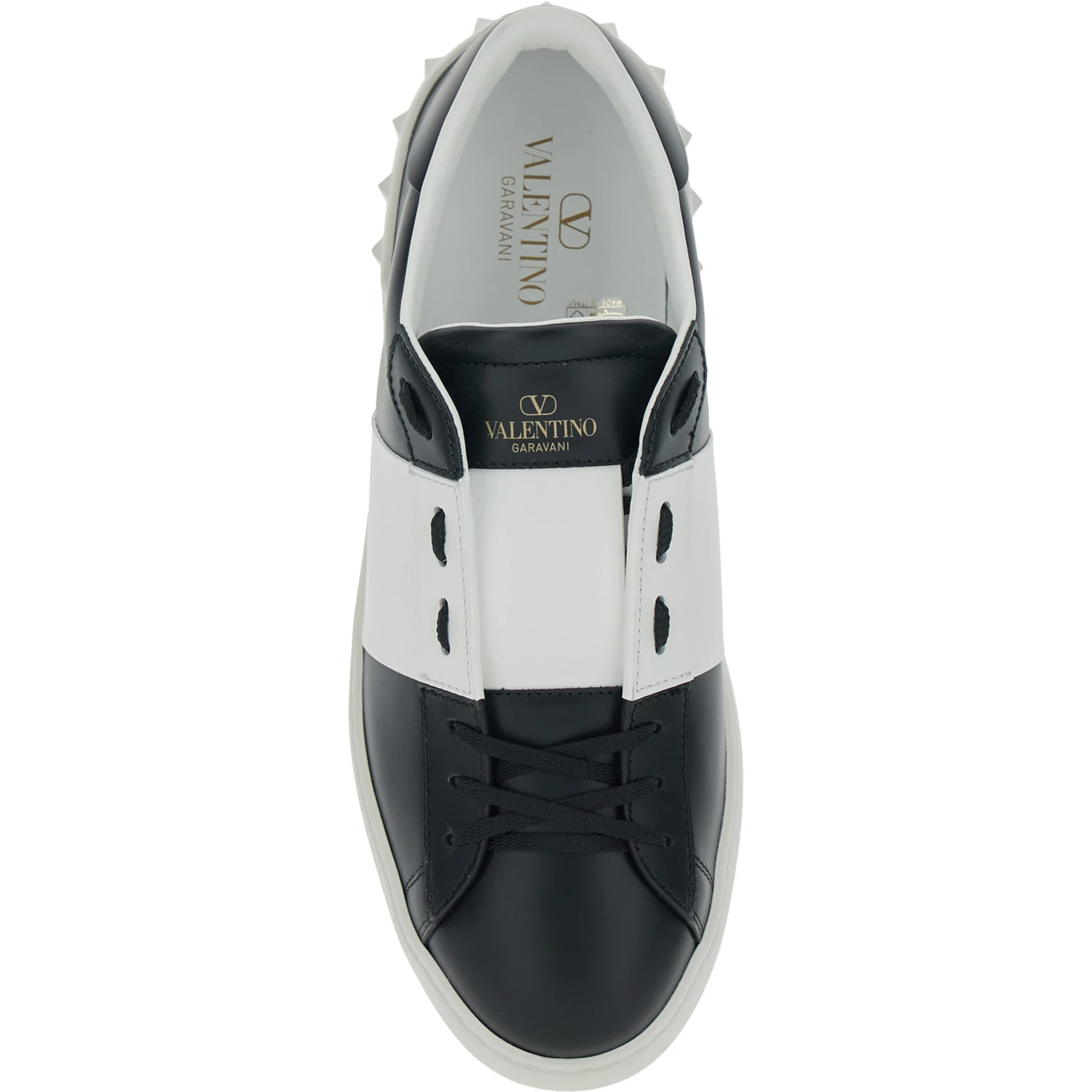 White and Black Low Top Sneakers with Logo Patch on the Tongue in Leather Man