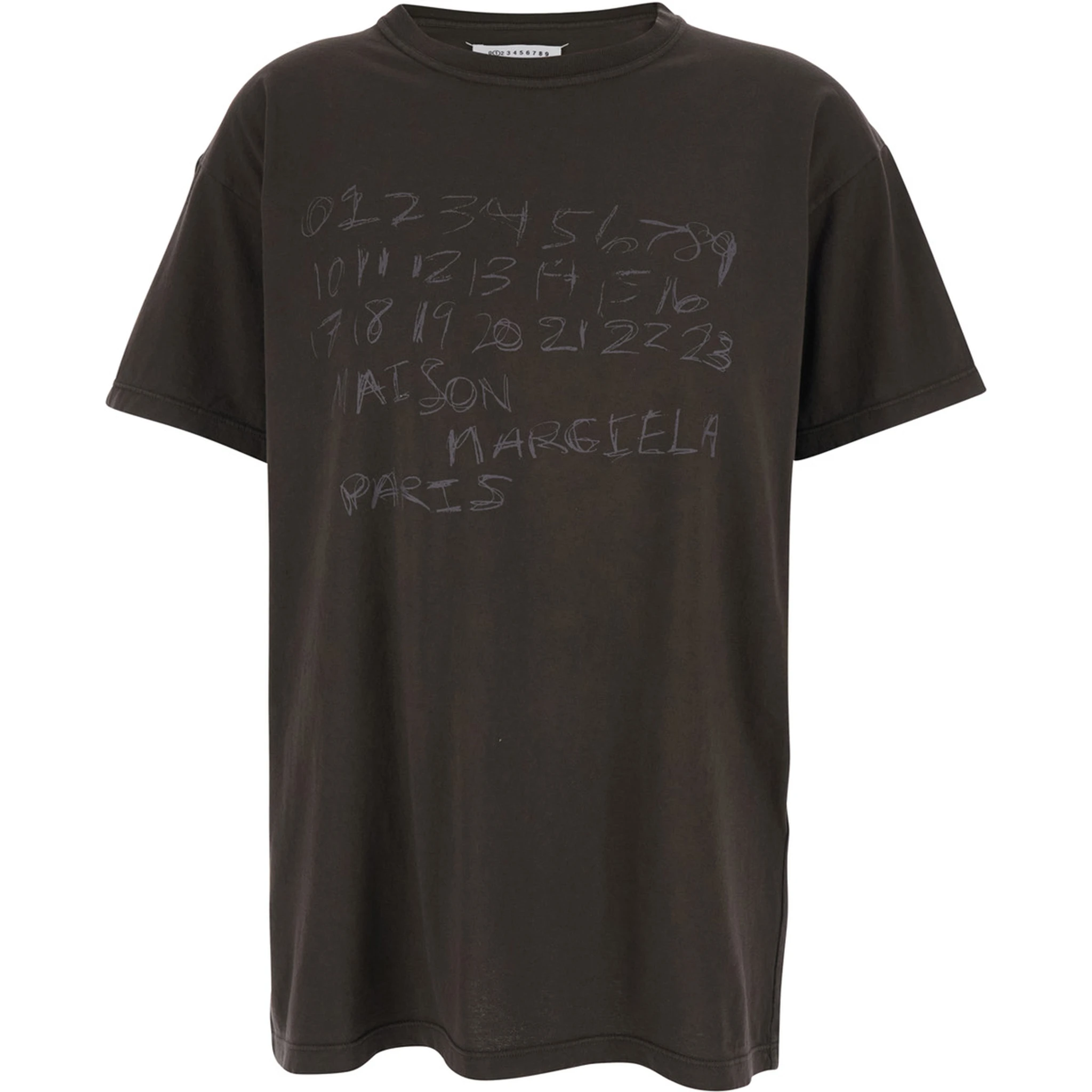 Brown Crewneck T-Shirt with Maxi Logo Print on the Front in Cotton Woman