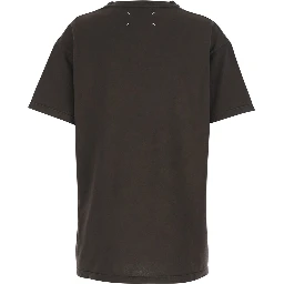 Brown Crewneck T-Shirt with Maxi Logo Print on the Front in Cotton Woman