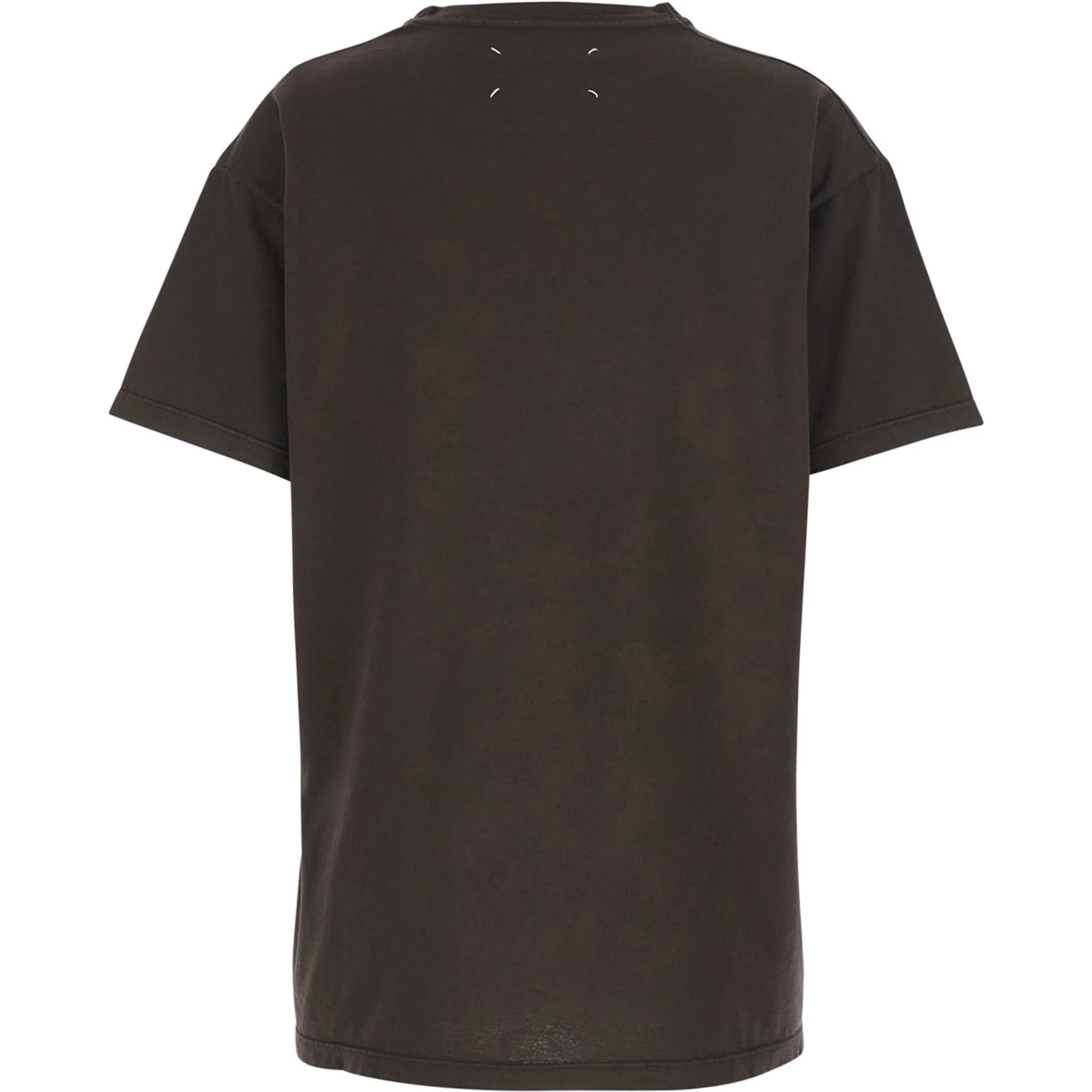 Brown Crewneck T-Shirt with Maxi Logo Print on the Front in Cotton Woman