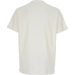 White T-Shirt with Logo Patch with Check Motif on the Front in Cotton Man