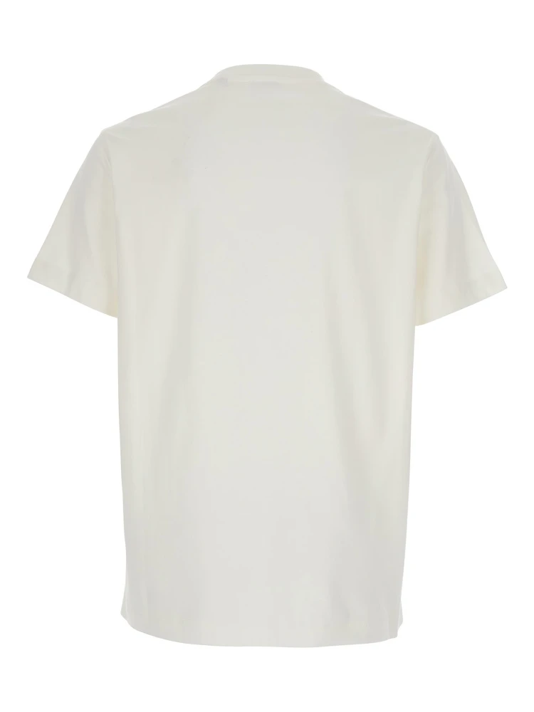 White T-Shirt with Logo Patch with Check Motif on the Front in Cotton Man alternative