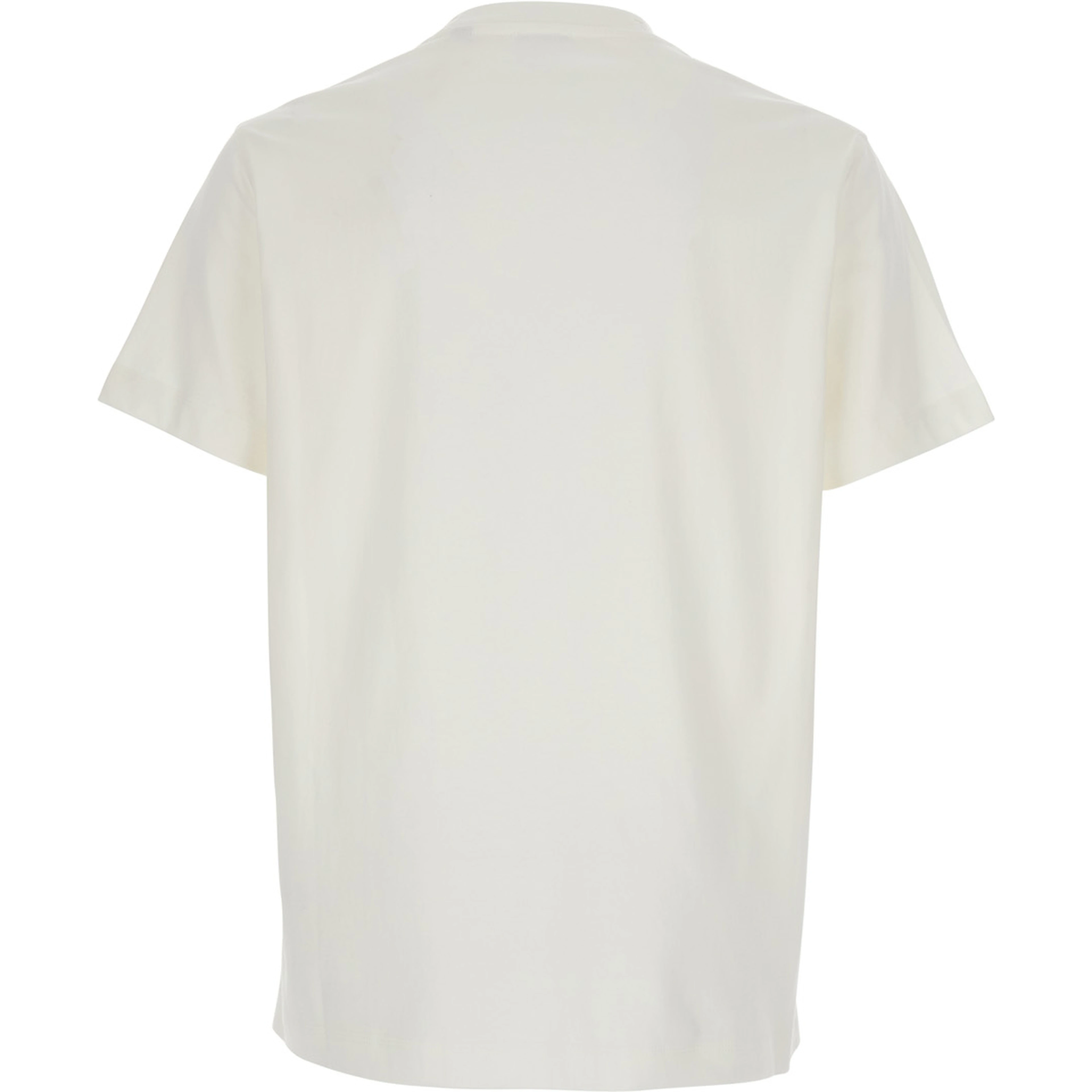 White T-Shirt with Logo Patch with Check Motif on the Front in Cotton Man