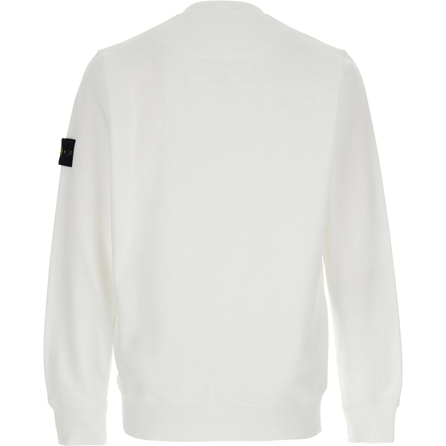 White Crewneck Sweatshirt with Logo Patch on the Sleeve in Cotton Man