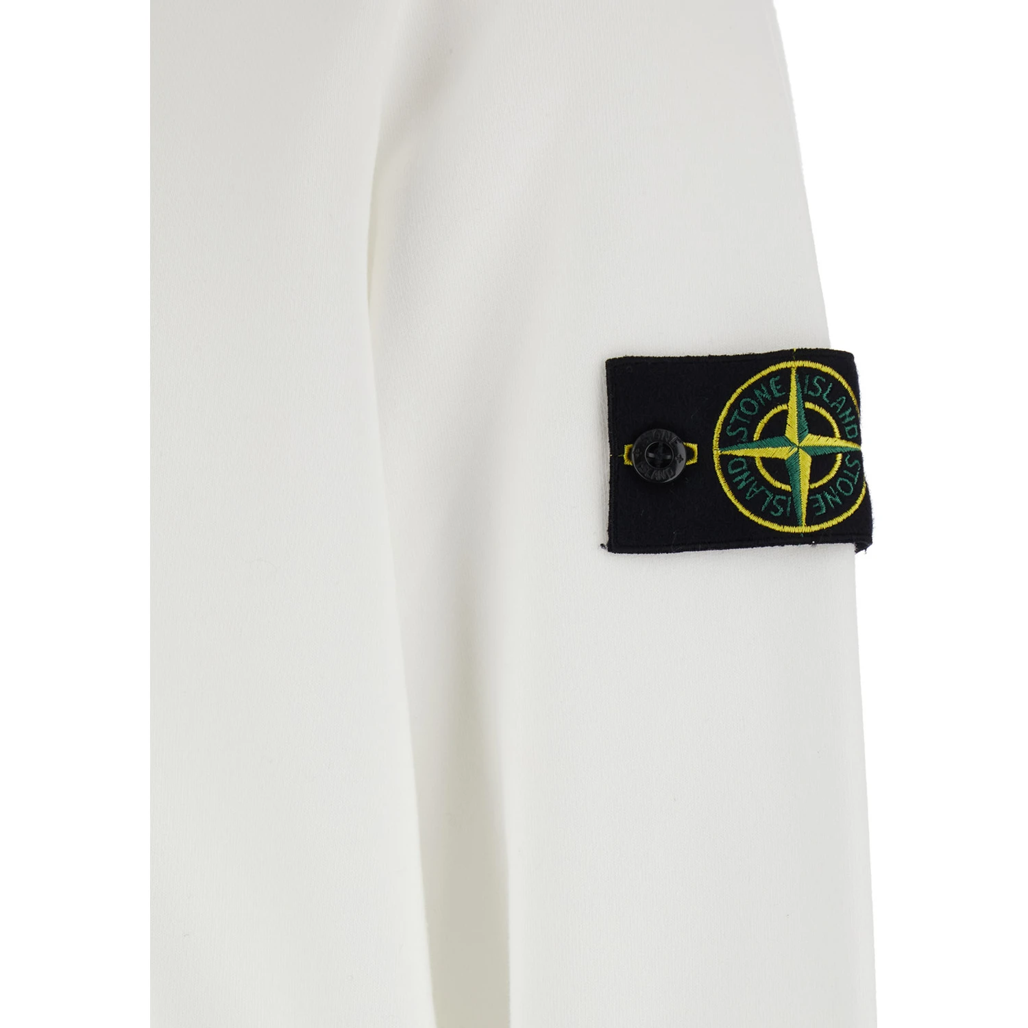 White Crewneck Sweatshirt with Logo Patch on the Sleeve in Cotton Man